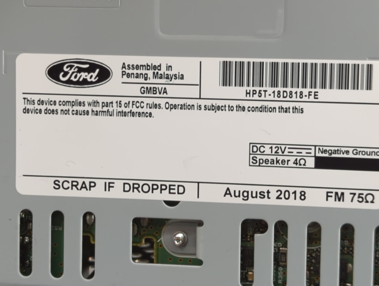 2019 Lincoln Mkz Radio AM FM Cd Player Receiver Replacement P/N:HP5T-18D818-FE Fits OEM Used Auto Parts - Oemusedautoparts1.