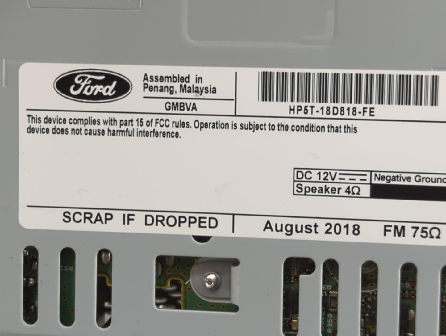 2019 Lincoln Mkz Radio AM FM Cd Player Receiver Replacement P/N:HP5T-18D818-FE Fits OEM Used Auto Parts - Oemusedautoparts1.