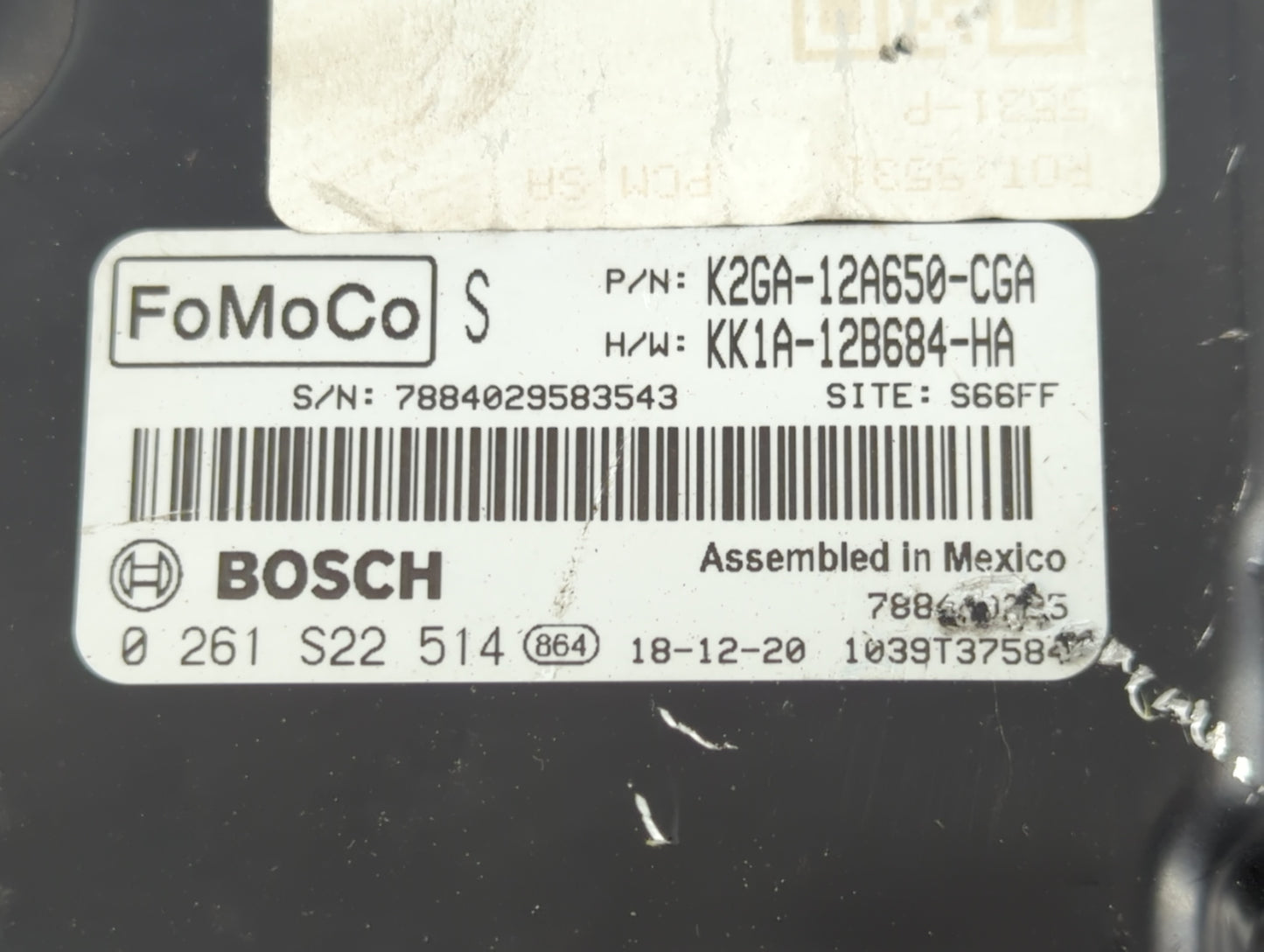 2019-2020 Lincoln Nautilus PCM Engine Control Computer ECU ECM PCU OEM P/N:0 261 S22 514 KK1A-12B684-HA Fits OEM Used Auto P