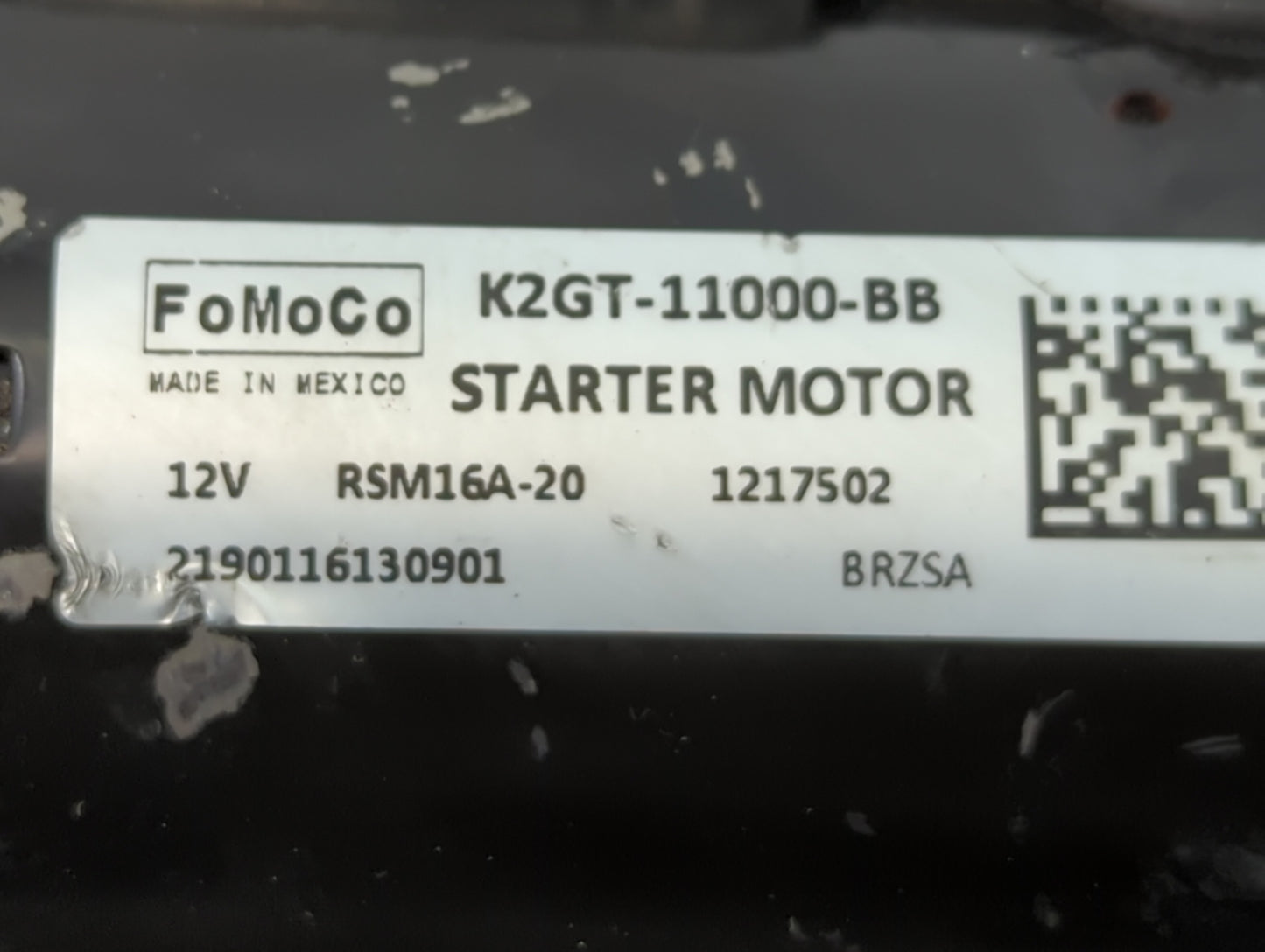 2019 Lincoln Nautilus Car Starter Motor Solenoid OEM P/N:RSM16A-20 1217502, K2GT-11000-BB Fits Fits 2020 2021 2022 OEM Used 
