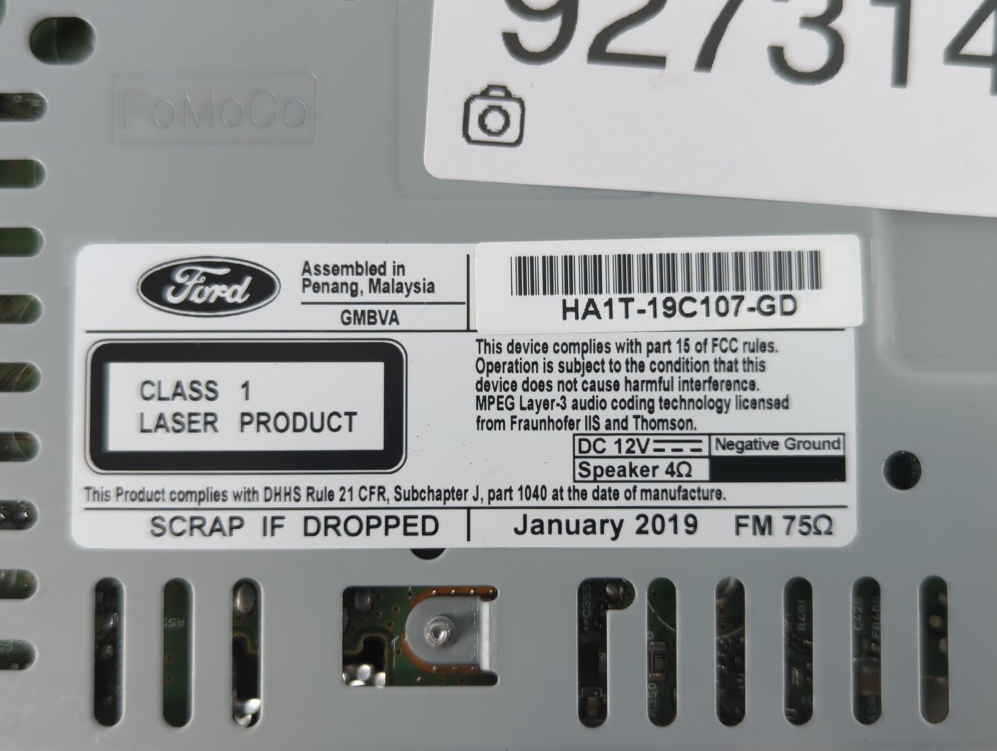 2019-2020 Lincoln Nautilus Radio AM FM Cd Player Receiver Replacement P/N:HA1T-19C107-GD Fits Fits 2019 2020 OEM Used Auto P