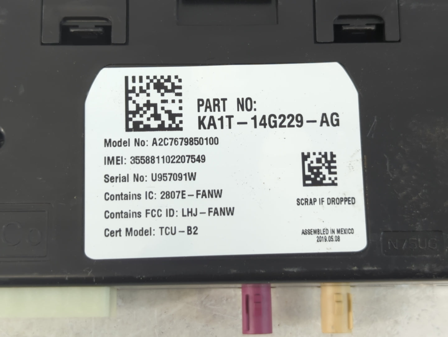 2019-2020 Lincoln Nautilus Telematics Control Module Ka1t-14g229-ag - Oemusedautoparts1.com