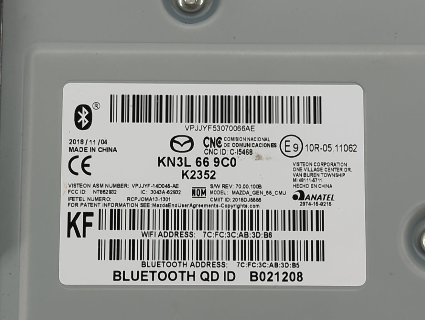 2019 Mazda Cx-5 Radio AM FM Cd Player Receiver Replacement P/N:KN3L 66 9C0 Fits OEM Used Auto Parts - Oemusedautoparts1.com