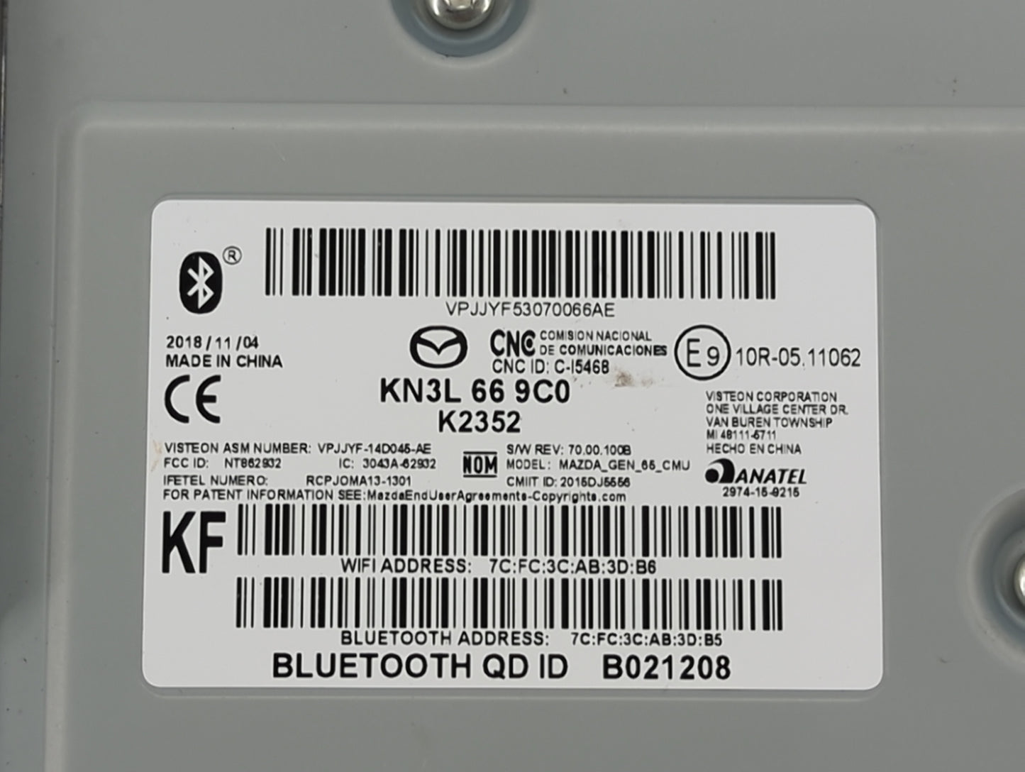 2019 Mazda Cx-5 Radio AM FM Cd Player Receiver Replacement P/N:KN3L 66 9C0 Fits OEM Used Auto Parts - Oemusedautoparts1.com