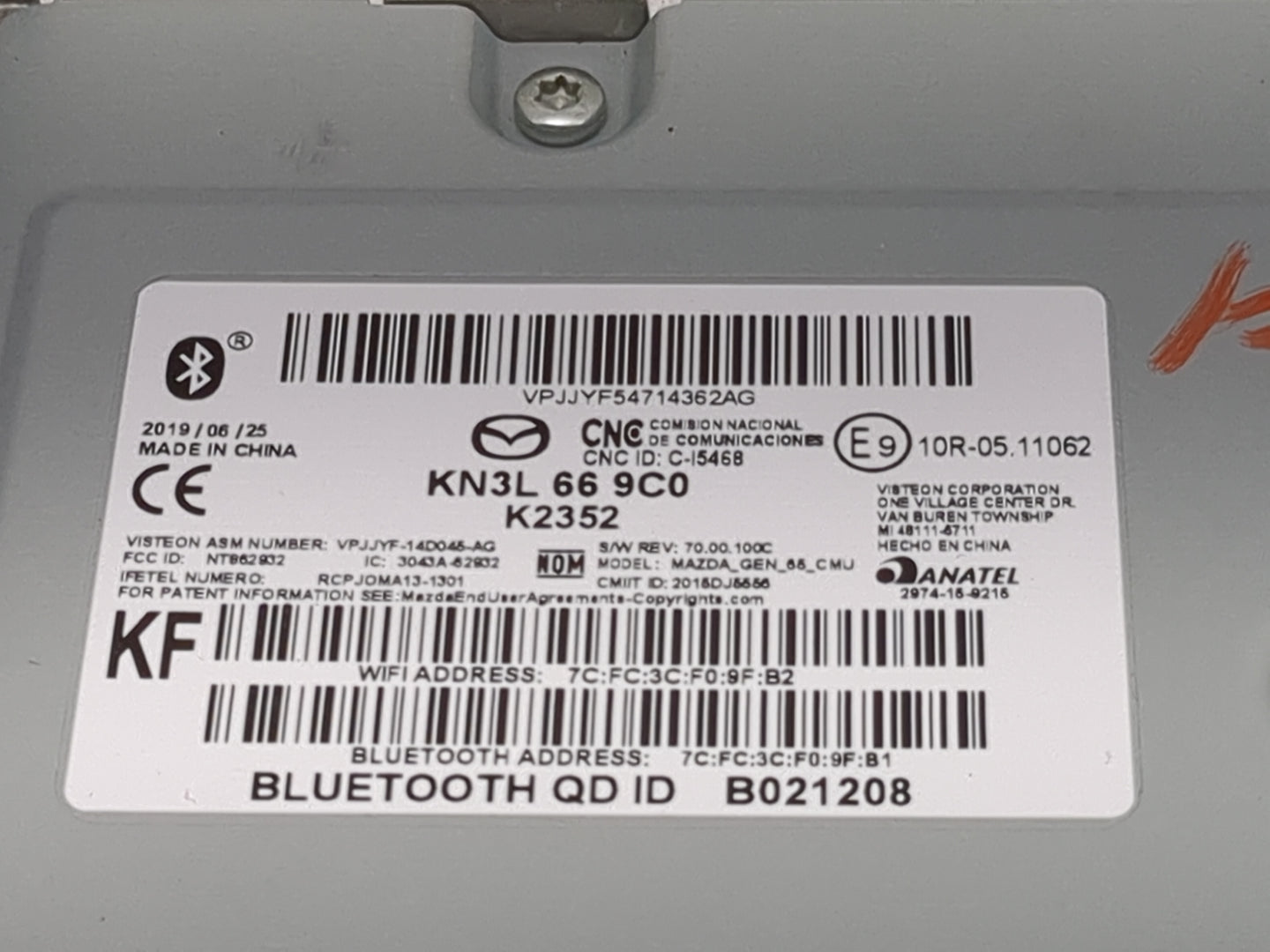 2016-2020 Mazda Cx-5 Radio AM FM Cd Player Receiver Replacement P/N:KN3L 66 9C0 K2352 Fits Fits 2016 2017 2018 2019 2020 202