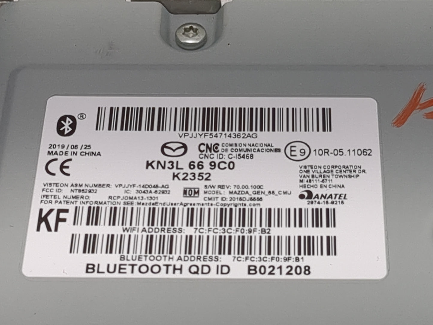 2016-2020 Mazda Cx-5 Radio AM FM Cd Player Receiver Replacement P/N:KN3L 66 9C0 K2352 Fits Fits 2016 2017 2018 2019 2020 202