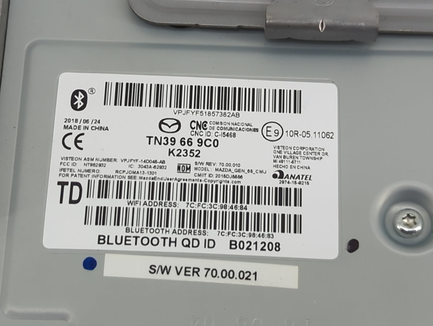 2019 Mazda Cx-5 Radio AM FM Cd Player Receiver Replacement P/N:TN39 66 9C0 VPJFYF51857382AB, VPJFYF-14D046-AB, NTB62932 Fits