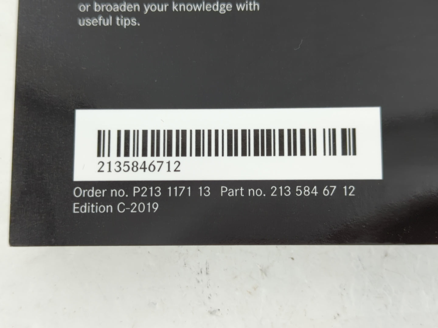 2019 Mercedes-Benz E350 Owners Manual Book Guide P/N:213 584 67 12 OEM Used Auto Parts - Oemusedautoparts1.com