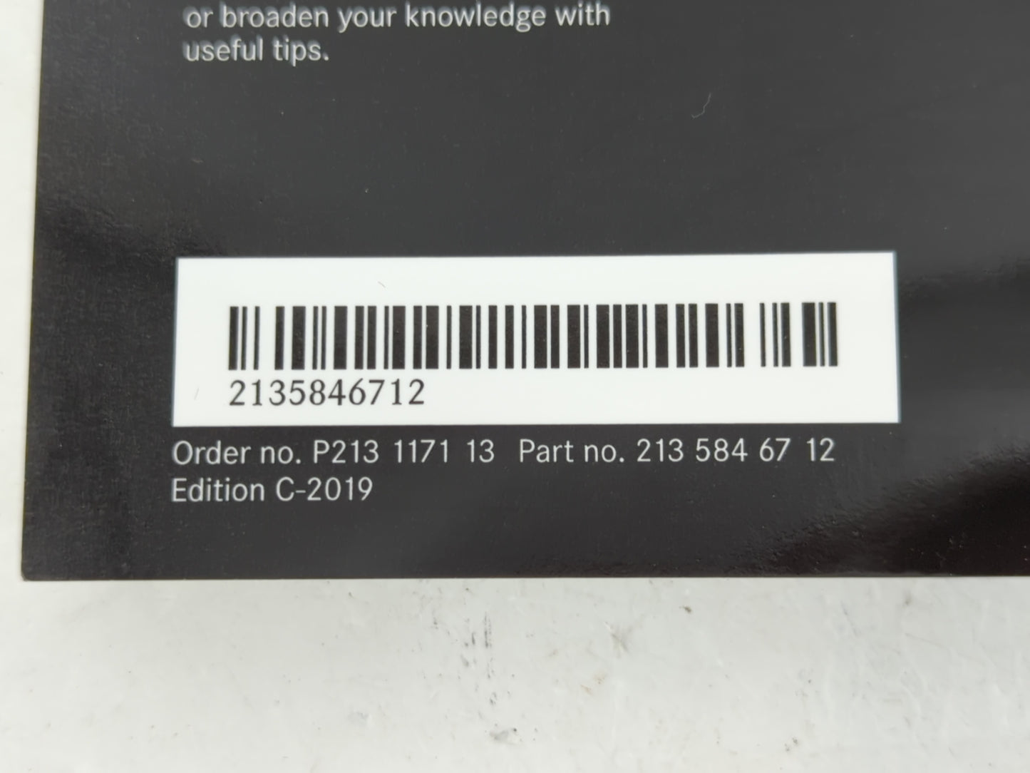 2019 Mercedes-Benz E350 Owners Manual Book Guide P/N:213 584 67 12 OEM Used Auto Parts - Oemusedautoparts1.com
