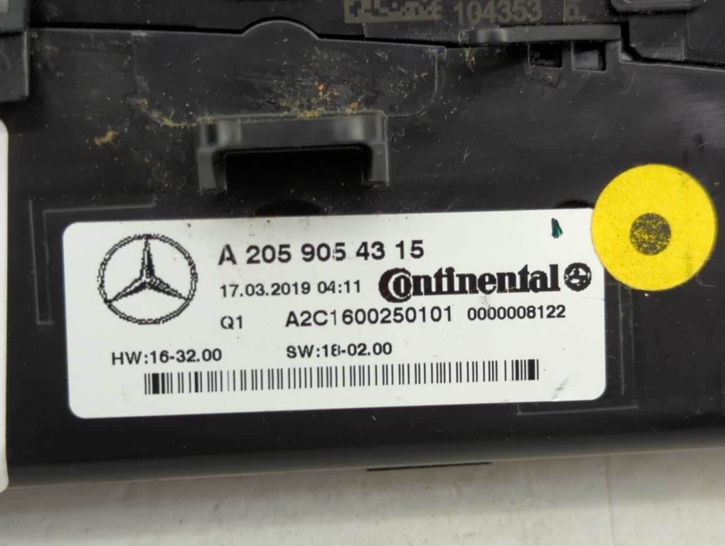 2019 Mercedes-Benz Glc300 Climate Control Module Temperature AC/Heater Replacement P/N:A2059054315 A2C1600250101 Fits OEM Us