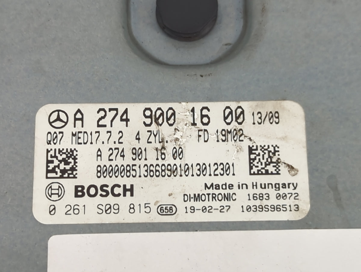 2016-2019 Mercedes-Benz Glc300 PCM Engine Control Computer ECU ECM PCU OEM P/N:A 274 900 16 00 0 261 S09 815 Fits OEM Used A