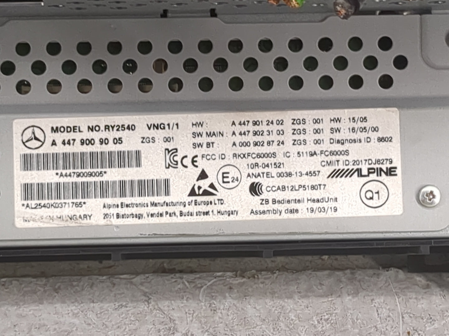 2019 Mercedes Metris Radio AM FM Cd Player Receiver Replacement P/N:A4479009005 RY2540, A4479012402 Fits Fits 2016 2017 2018