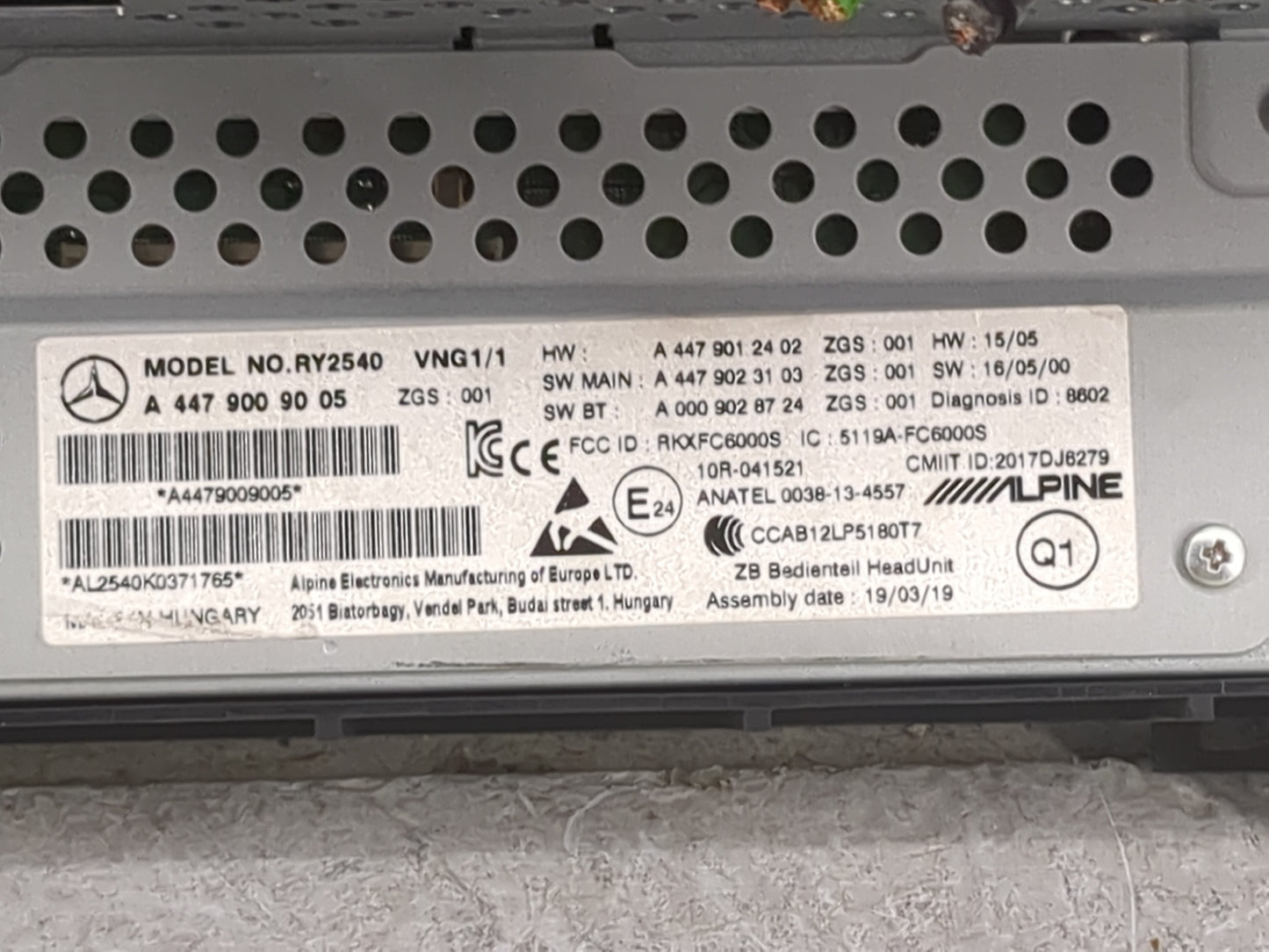 2019 Mercedes Metris Radio AM FM Cd Player Receiver Replacement P/N:A4479009005 RY2540, A4479012402 Fits Fits 2016 2017 2018