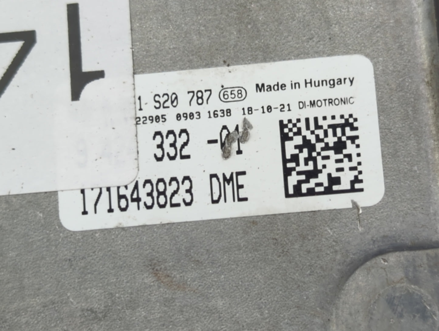 2019 Mini Clubman PCM Engine Control Computer ECU ECM PCU OEM P/N:1S20787 171643823 Fits OEM Used Auto Parts - Oemusedautopa