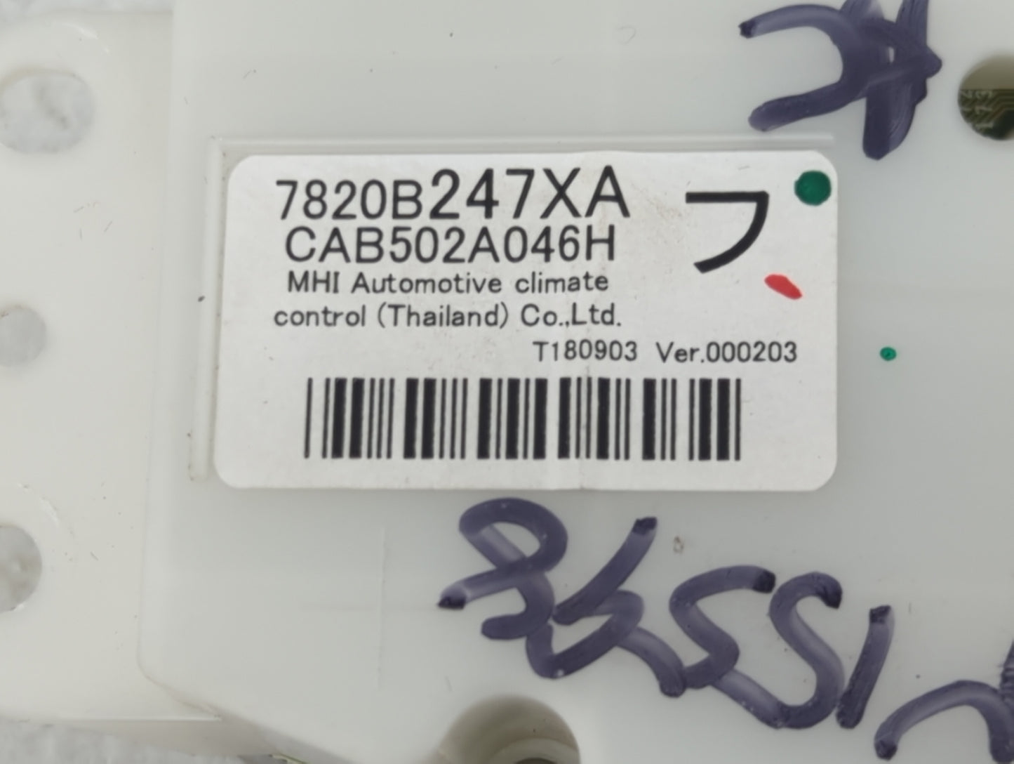 2019 Mitsubishi Outlander Climate Control Module Temperature AC/Heater Replacement P/N:7820B247XA CAB502A046H Fits OEM Used 