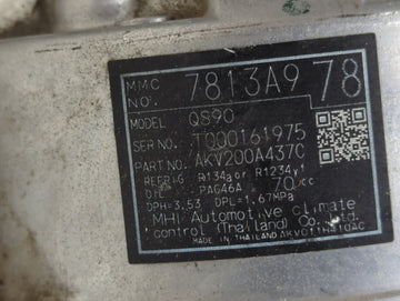 2009-2016 Mitsubishi Outlander Air Conditioning A/c Ac Compressor Oem