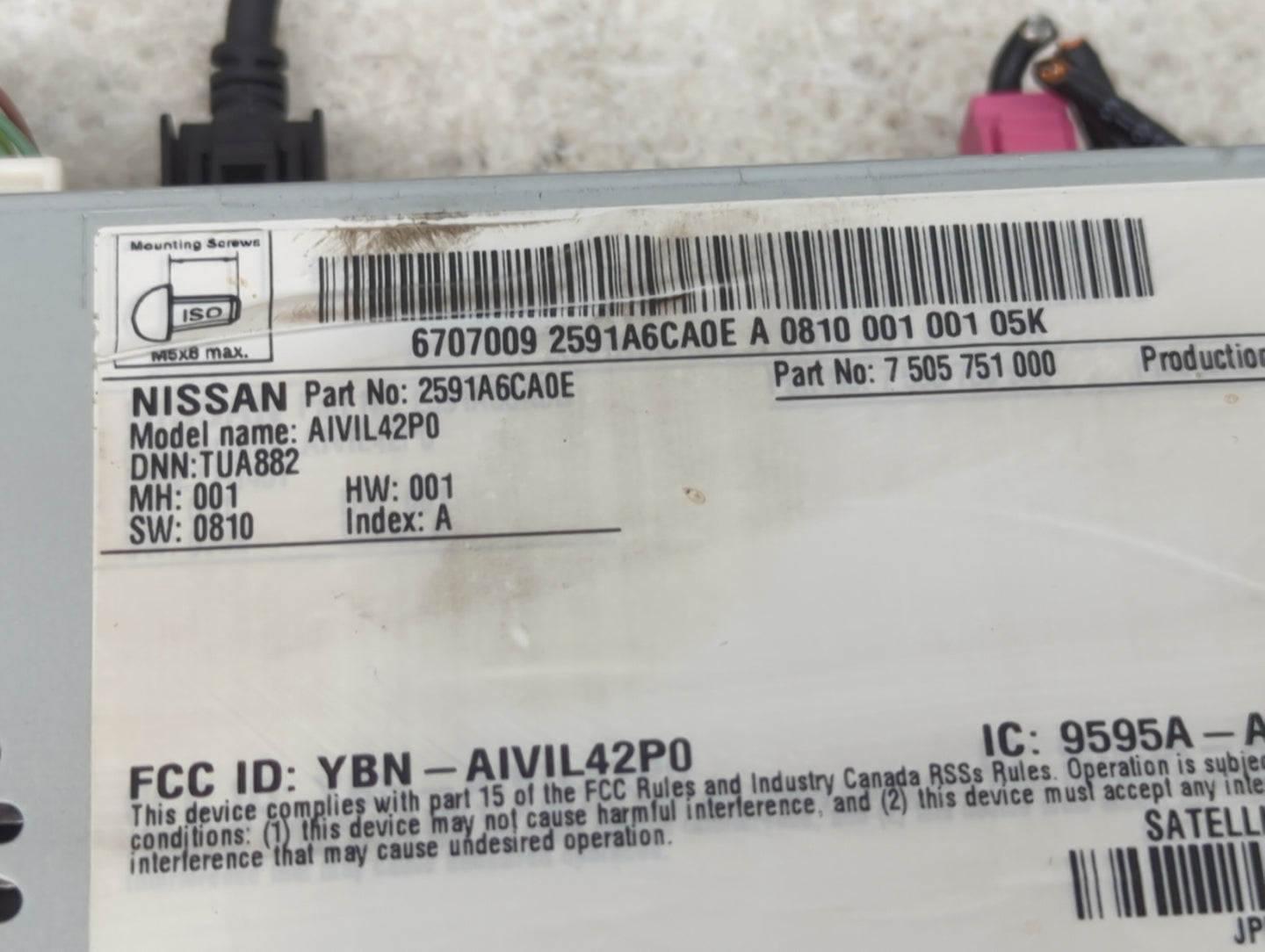 2019 Nissan Altima Radio AM FM Cd Player Receiver Replacement P/N:2591A6CA0E 7505751000, AIVIL42P0, TUA882, YBN-AIVIL42P0 Fi