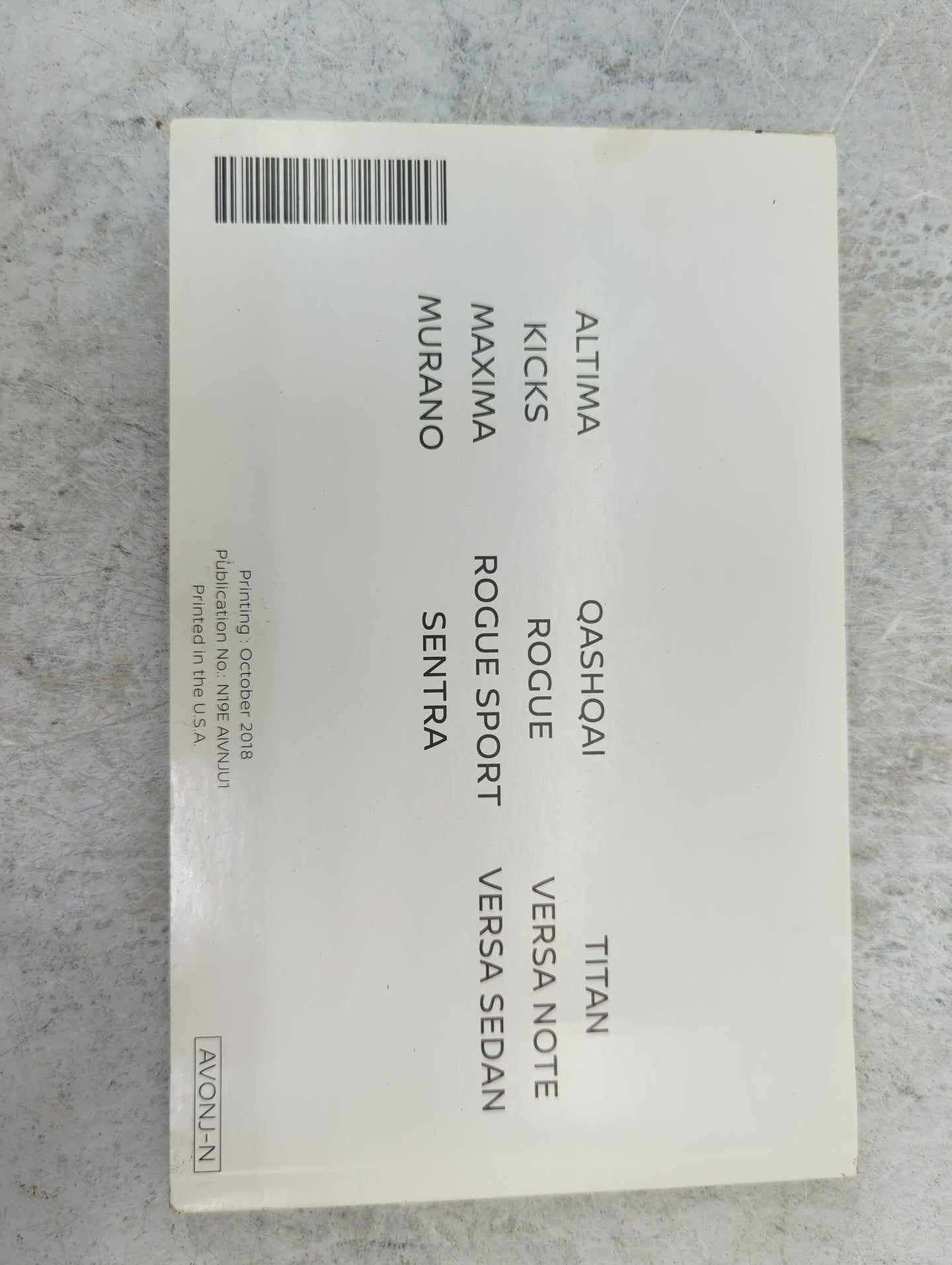 2019 Nissan Altima Owners Manual Book Guide P/N:N19E AIVNJU1 OEM Used Auto Parts - Oemusedautoparts1.com