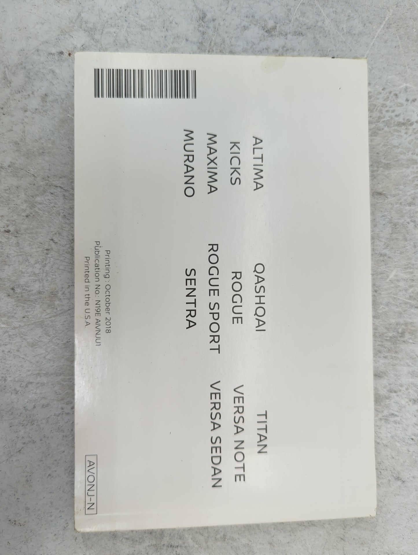 2019 Nissan Altima Owners Manual Book Guide P/N:N19E AIVNJU1 OEM Used Auto Parts - Oemusedautoparts1.com