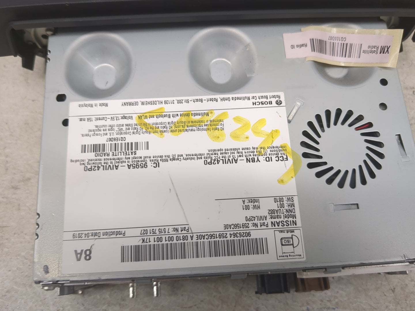 2019 Nissan Altima Radio AM FM Cd Player Receiver Replacement P/N:259156CA0E AIVIL42P0, YBN-AIVIL42P0, 9595A-AIVIL42P0 Fits 