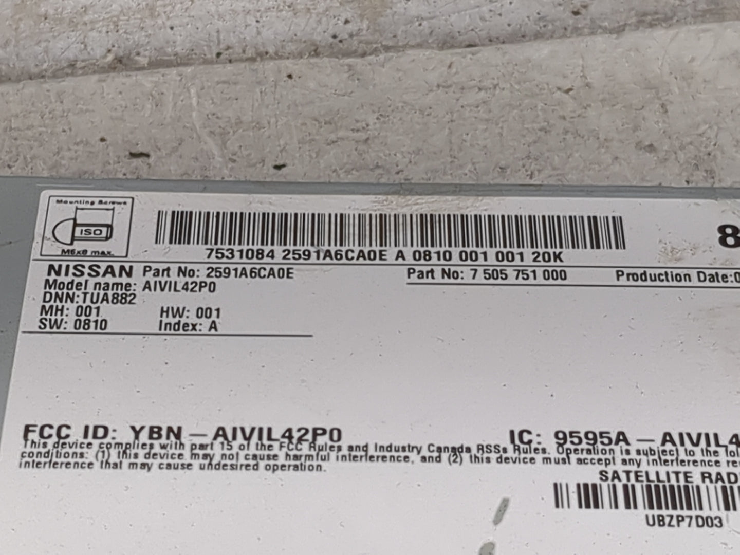 2019 Nissan Altima Radio AM FM Cd Player Receiver Replacement P/N:2591A6CA0E 7505751000, AIVIL42P0, YBN-AIVIL42P0 Fits OEM U