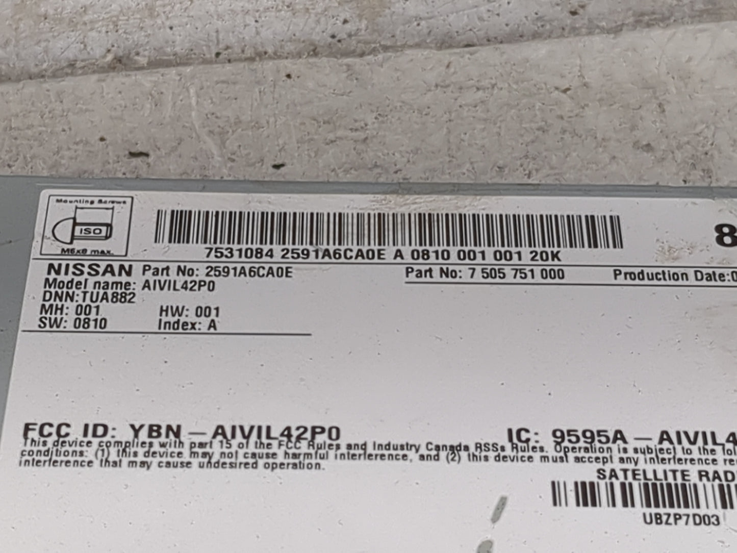 2019 Nissan Altima Radio AM FM Cd Player Receiver Replacement P/N:2591A6CA0E 7505751000, AIVIL42P0, YBN-AIVIL42P0 Fits OEM U