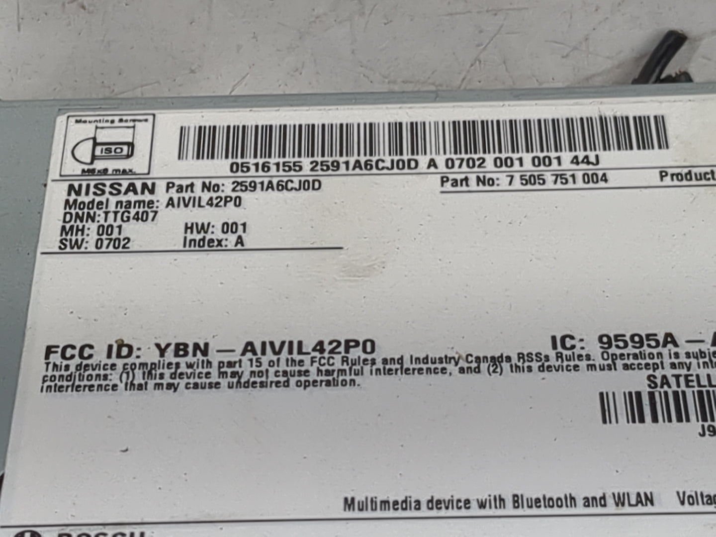 2019 Nissan Altima Radio AM FM Cd Player Receiver Replacement P/N:2591A6CJ0D 7505751004, AIVIL42P0, YBN-AIVIL42P0 Fits OEM U