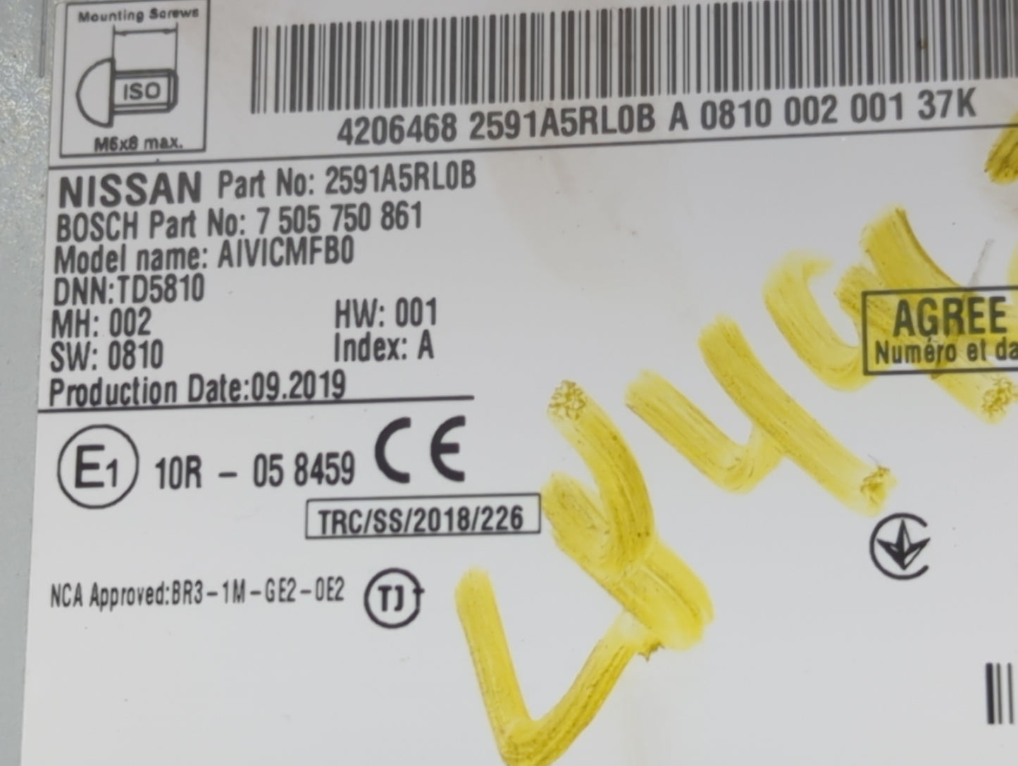 2018-2020 Nissan Kicks Radio AM FM Cd Player Receiver Replacement P/N:2591A5RL0B 7505750861 Fits Fits 2018 2019 2020 2021 20