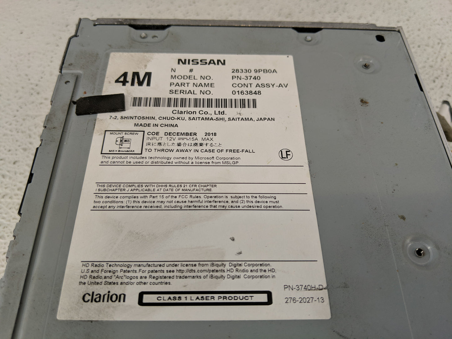 2017-2020 Nissan Pathfinder Radio AM FM Cd Player Receiver Replacement P/N:28330 9PB0A Fits Fits 2017 2018 2019 2020 OEM Use