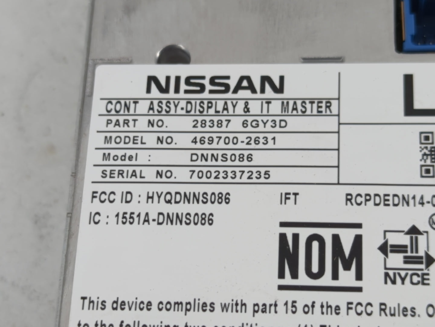 Nissan Pathfinder Information-gps-tv Control Module 28387 6gy3d - Oemusedautoparts1.com