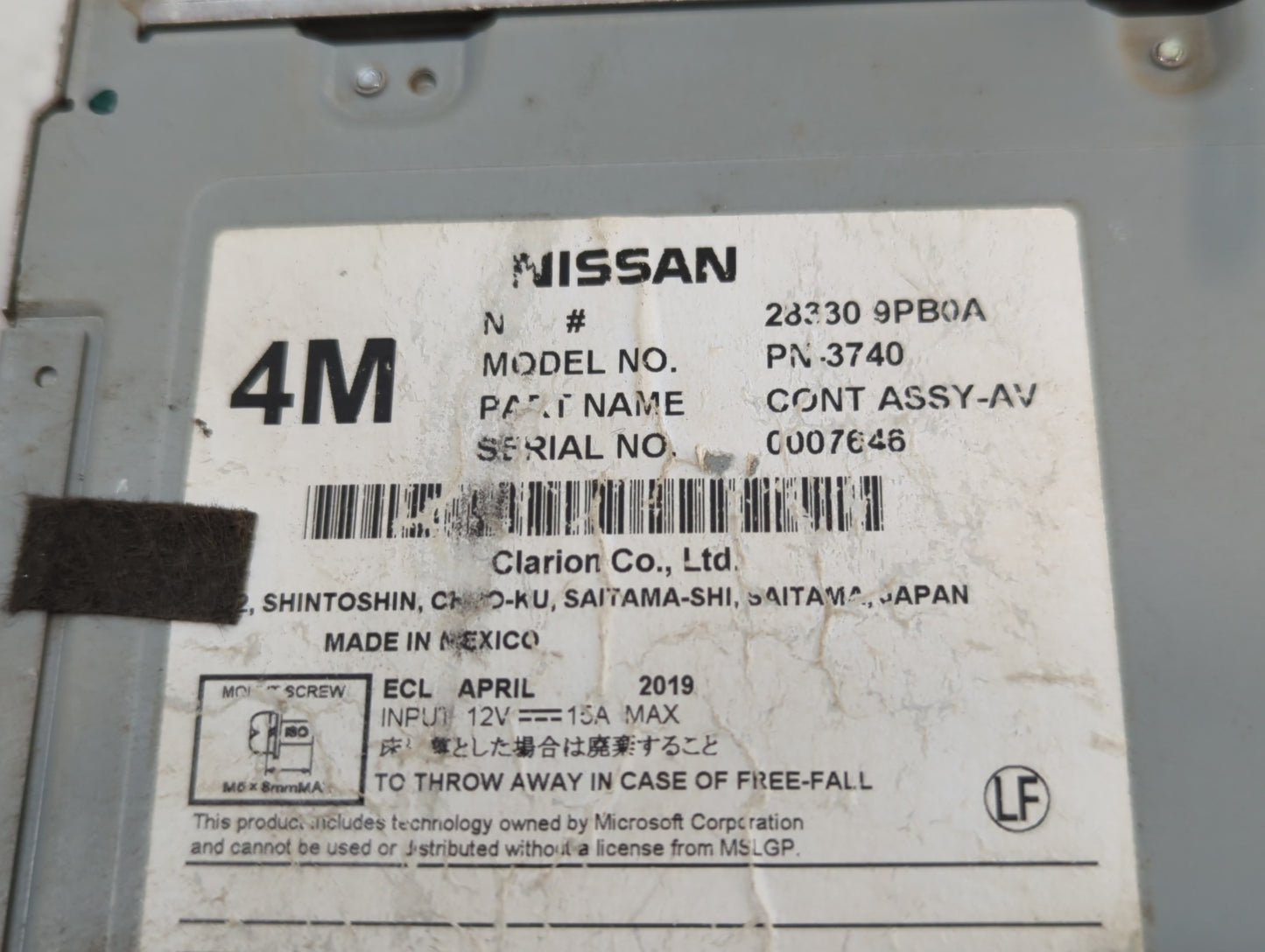 2017-2020 Nissan Pathfinder Radio AM FM Cd Player Receiver Replacement P/N:28330 9PB0A Fits Fits 2017 2018 2019 2020 OEM Use
