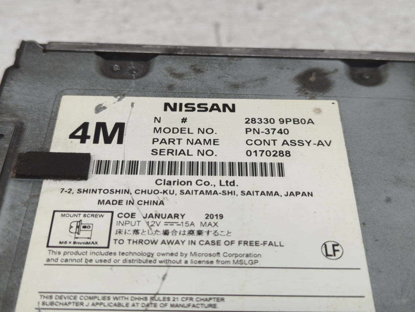 2017-2020 Nissan Pathfinder Radio AM FM Cd Player Receiver Replacement P/N:283309PB0A PN-3740 Fits Fits 2017 2018 2019 2020 