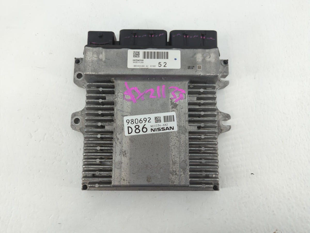 2019-2020 Nissan Pathfinder PCM Engine Control Computer ECU ECM PCU OEM P/N:BED40A-300 A2 8Y08D Fits 2019 2020 OEM Used Auto
