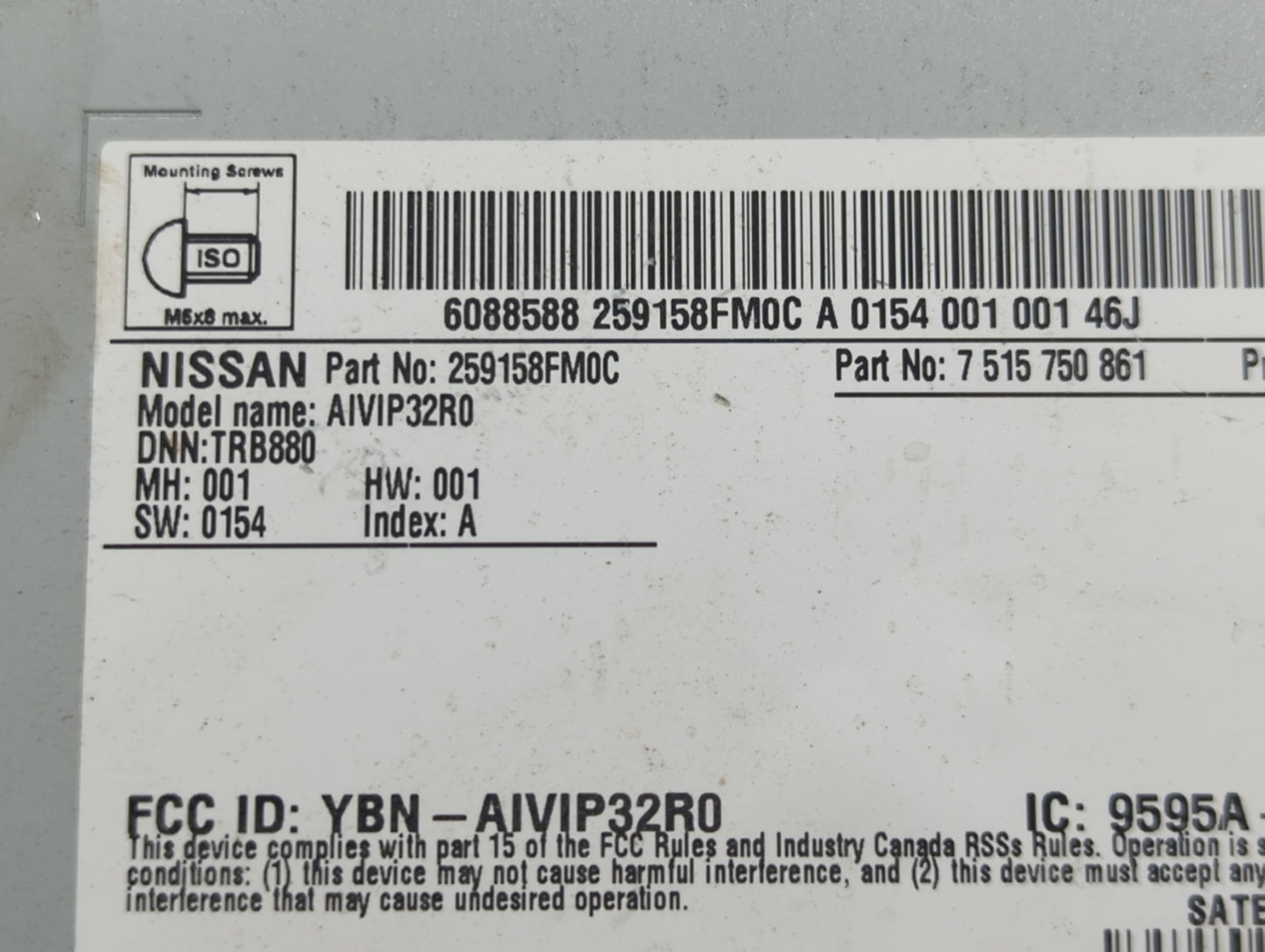2018-2022 Nissan Rogue Radio AM FM Cd Player Receiver Replacement P/N:259158FM0C 7515750861 Fits Fits 2018 2019 2020 2021 20