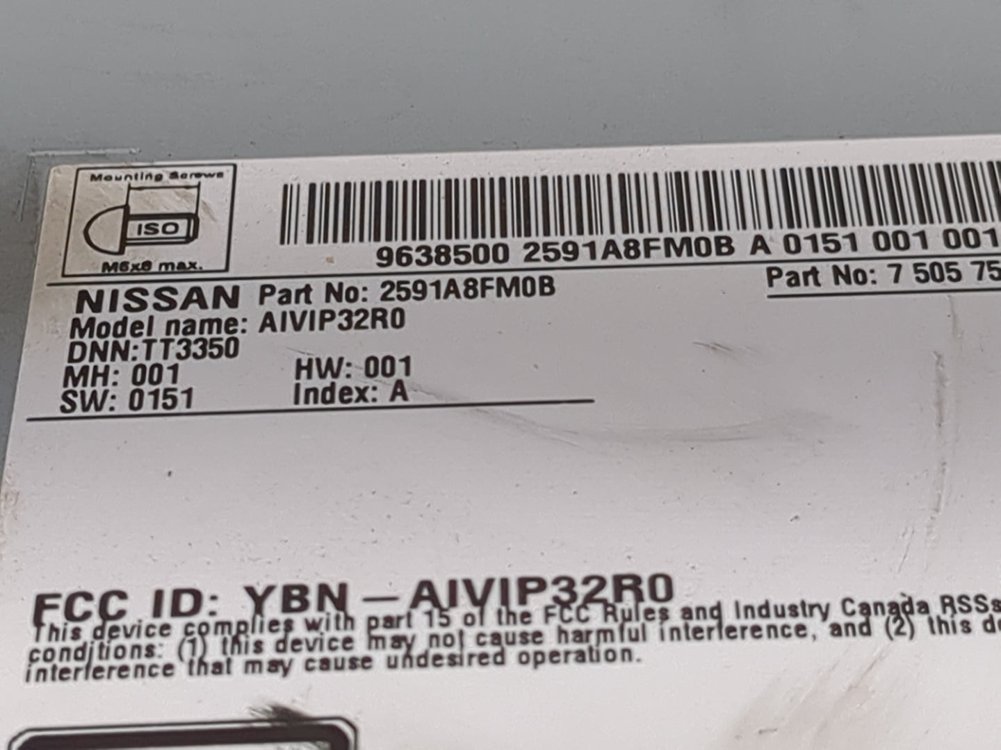 2018-2020 Nissan Rogue Radio AM FM Cd Player Receiver Replacement P/N:2591A8FMOB AIVIP32R0, YBN-AIVIP32R0 Fits Fits 2018 201