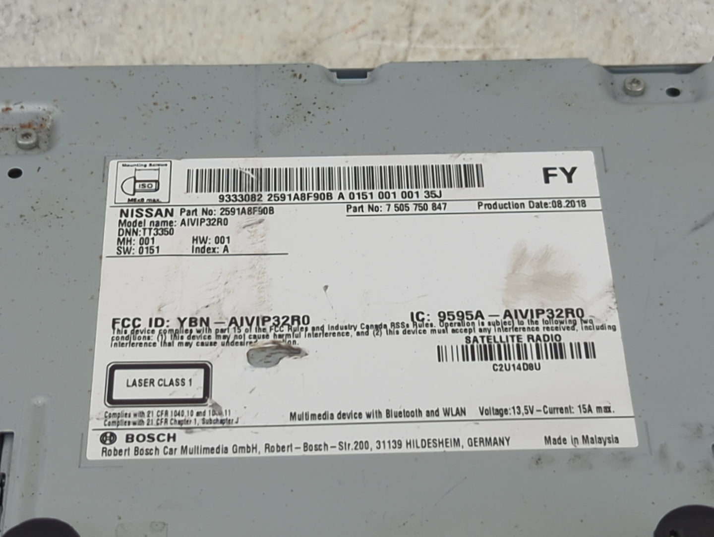 2018-2020 Nissan Rogue Radio AM FM Cd Player Receiver Replacement P/N:2591A8F90B 7505750847, AIVIP32R0 Fits Fits 2018 2019 2