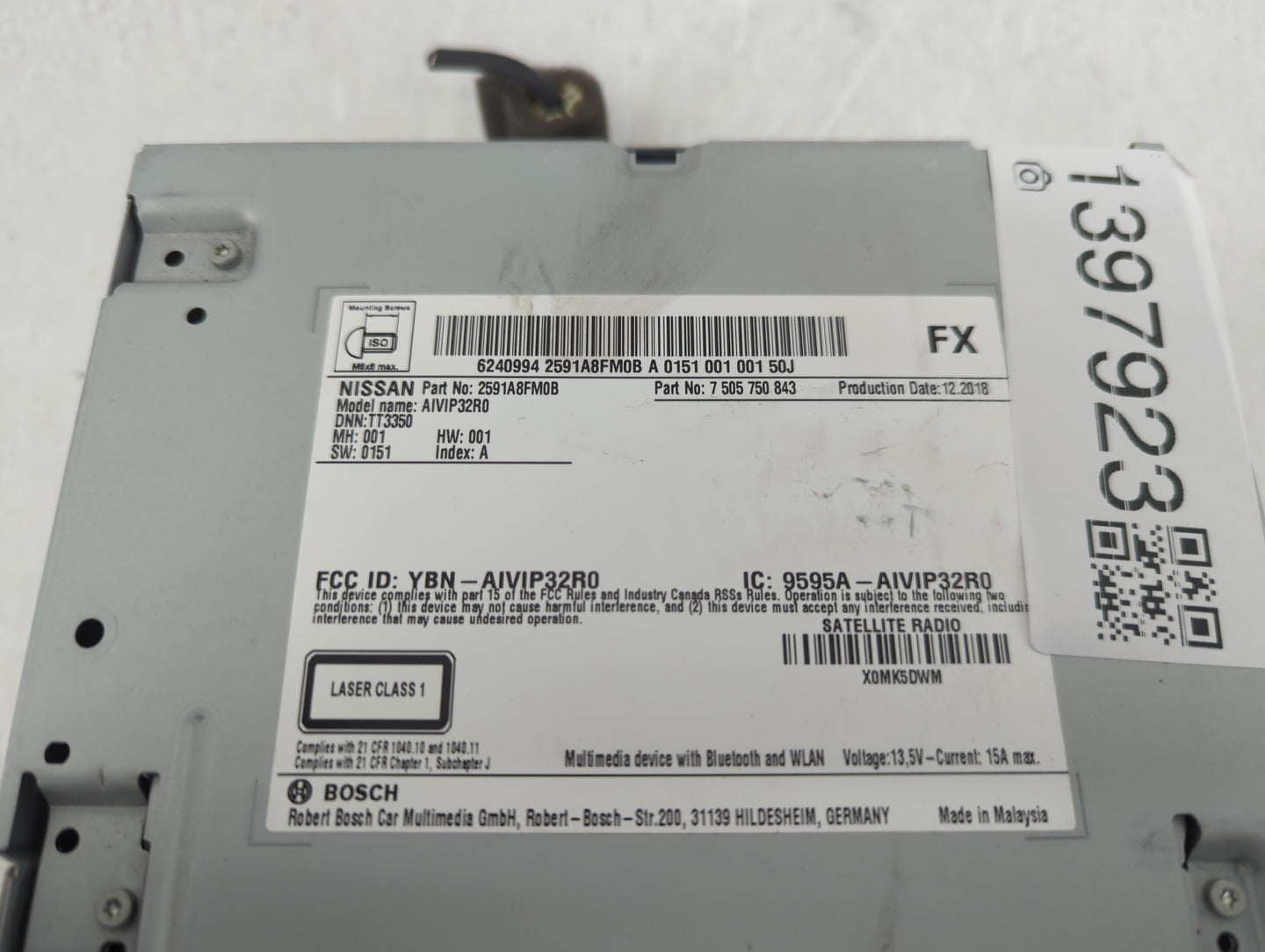 2019-2022 Nissan Rogue Sport Radio AM FM Cd Player Receiver Replacement P/N:2591A8FM0B Fits Fits 2019 2020 2021 2022 OEM Use