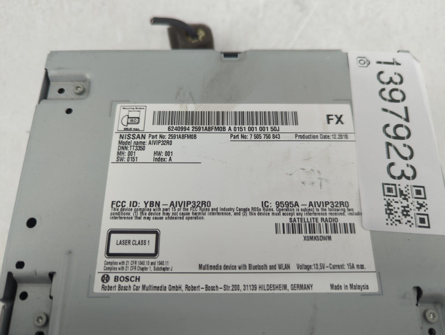 2019-2022 Nissan Rogue Sport Radio AM FM Cd Player Receiver Replacement P/N:2591A8FM0B Fits Fits 2019 2020 2021 2022 OEM Use