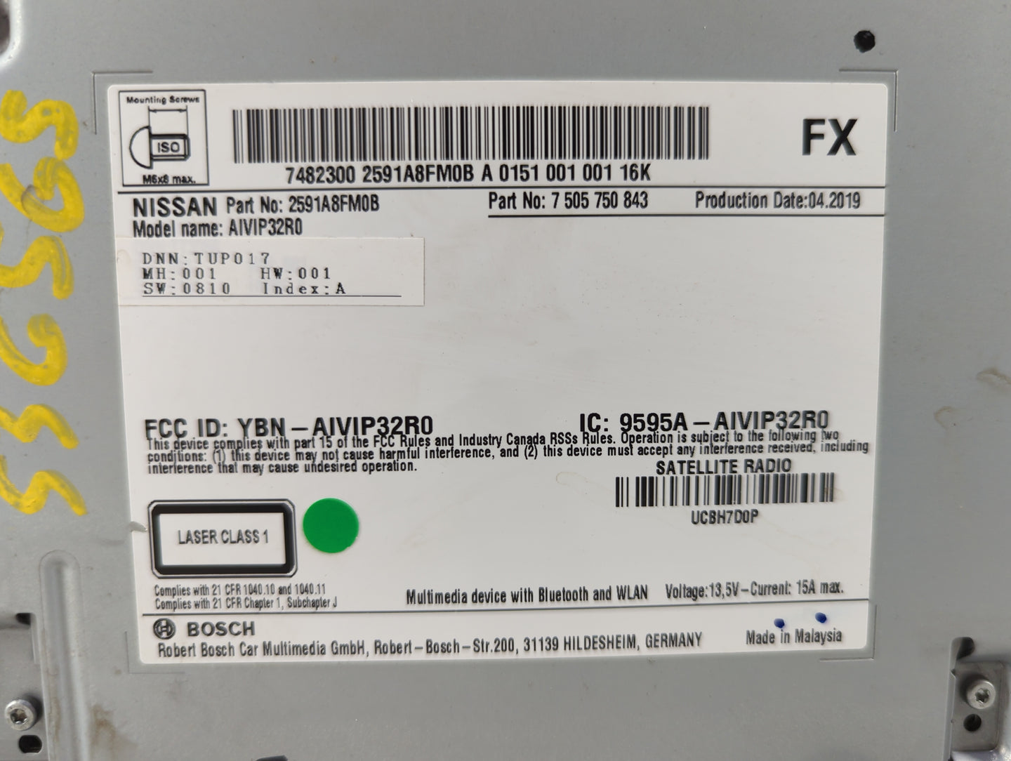 2019-2022 Nissan Rogue Sport Radio AM FM Cd Player Receiver Replacement P/N:2591A8FM0B Fits Fits 2019 2020 2021 2022 OEM Use