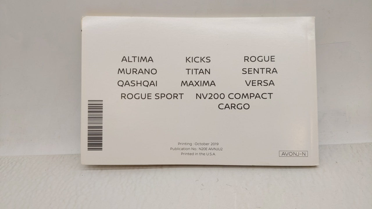 2019 Nissan Rogue Sport Owners Manual Book Guide OEM Used Auto Parts - Oemusedautoparts1.com