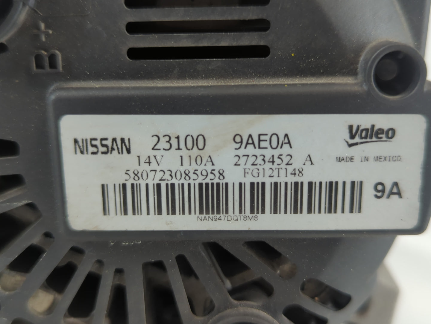 2013-2019 Nissan Sentra Alternator Replacement Generator Charging Assembly Engine OEM P/N:23100 9AE0A Fits OEM Used Auto Par
