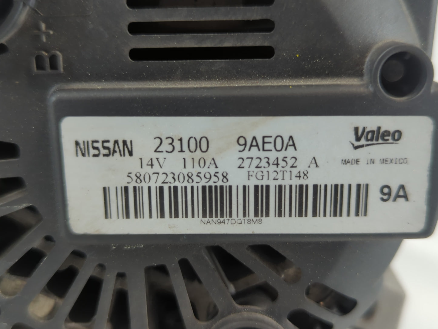 2013-2019 Nissan Sentra Alternator Replacement Generator Charging Assembly Engine OEM P/N:23100 9AE0A Fits OEM Used Auto Par