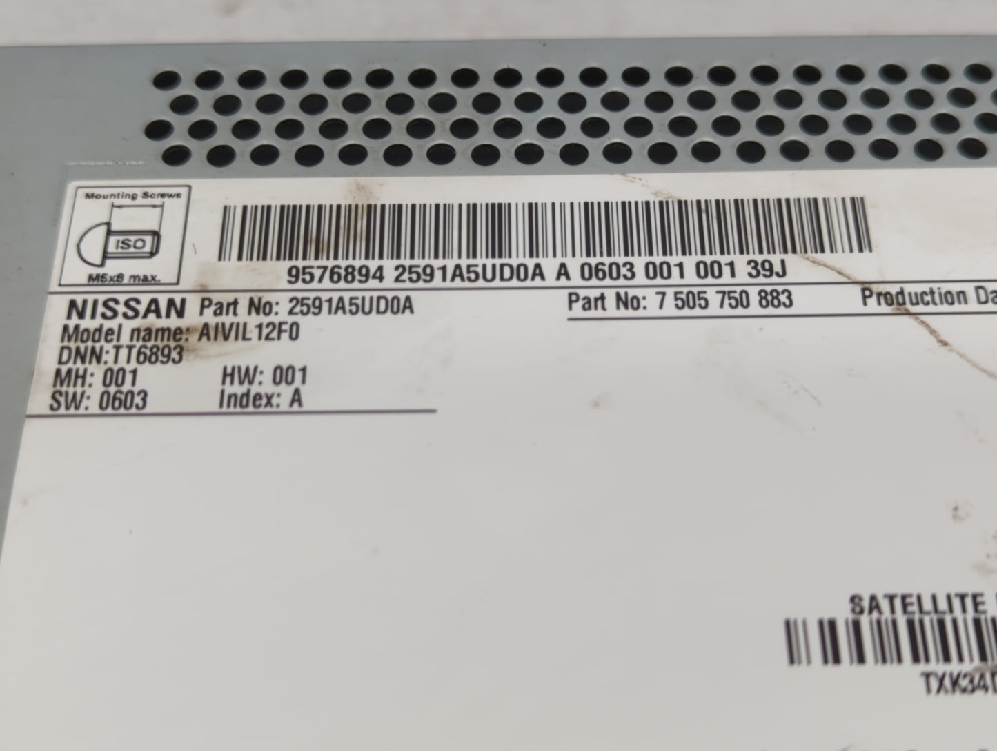 2019 Nissan Sentra Radio AM FM Cd Player Receiver Replacement P/N:7 505 750 883 2591A5UD0A Fits Fits 2020 OEM Used Auto Part