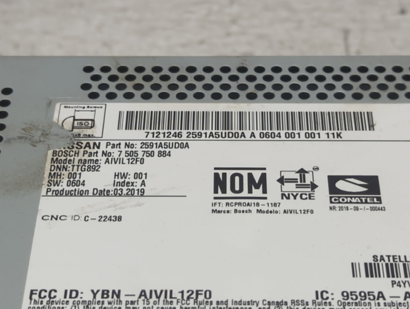2018-2019 Nissan Sentra Radio AM FM Cd Player Receiver Replacement P/N:2591A5UD0A 7505750884, AIVIL12F0 Fits Fits 2018 2019 