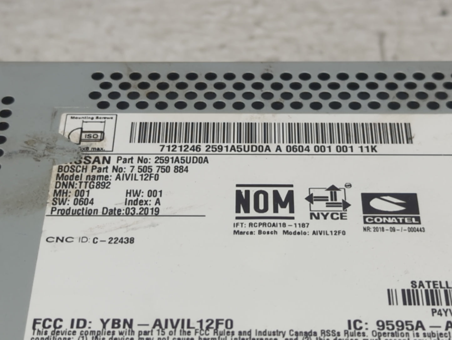 2018-2019 Nissan Sentra Radio AM FM Cd Player Receiver Replacement P/N:2591A5UD0A 7505750884, AIVIL12F0 Fits Fits 2018 2019 