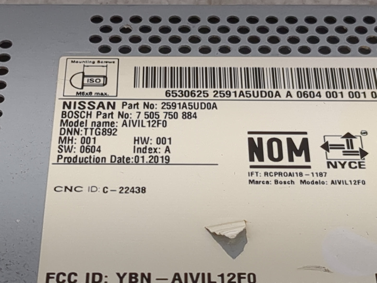 2018-2019 Nissan Sentra Radio AM FM Cd Player Receiver Replacement P/N:2591A5UD0A 7505750884, AIVIL12F0 Fits Fits 2018 2019 