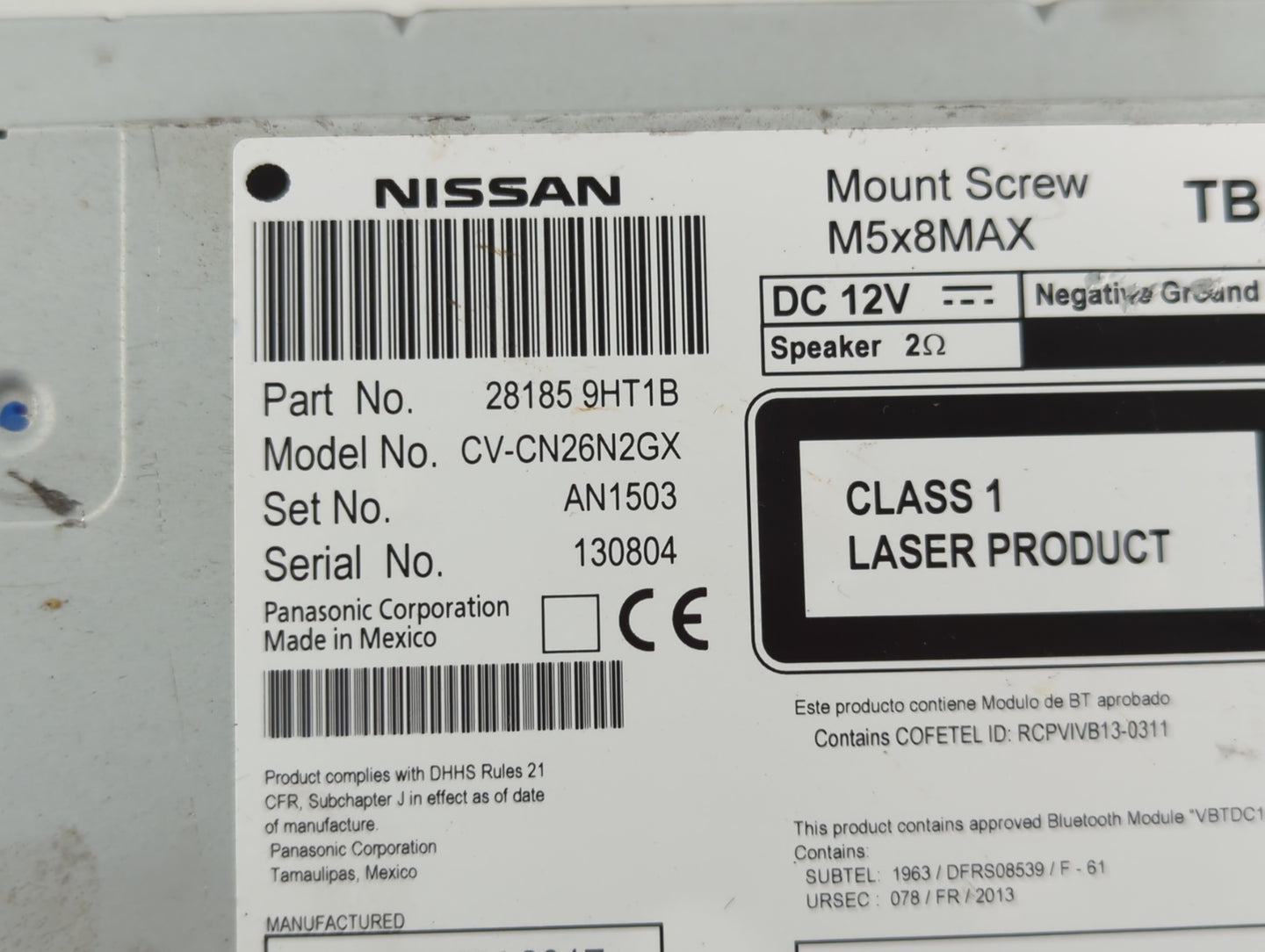 2018-2019 Nissan Sentra Am Fm Cd Player Radio Receiver - Oemusedautoparts1.com