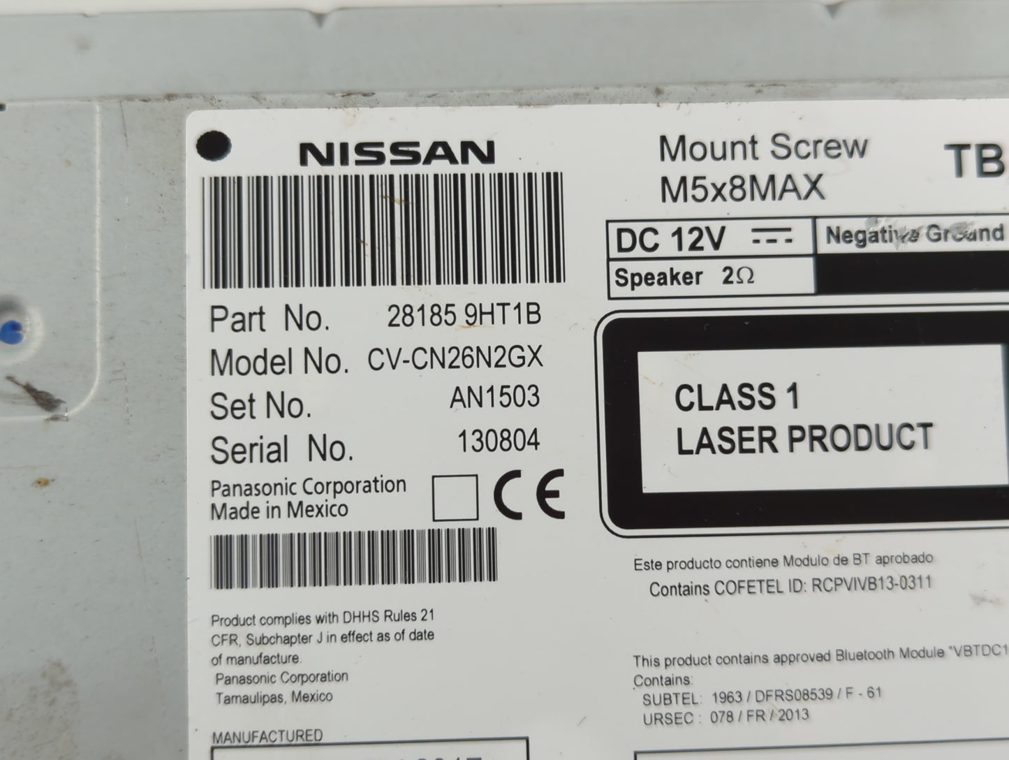 2018-2019 Nissan Sentra Am Fm Cd Player Radio Receiver - Oemusedautoparts1.com