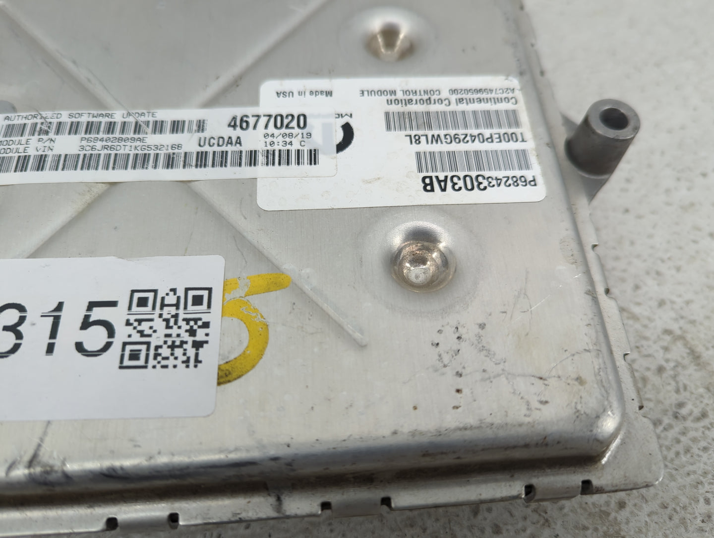 2016-2020 Ram 1500 PCM Engine Control Computer ECU ECM PCU OEM Fits OEM Used Auto Parts - Oemusedautoparts1.com