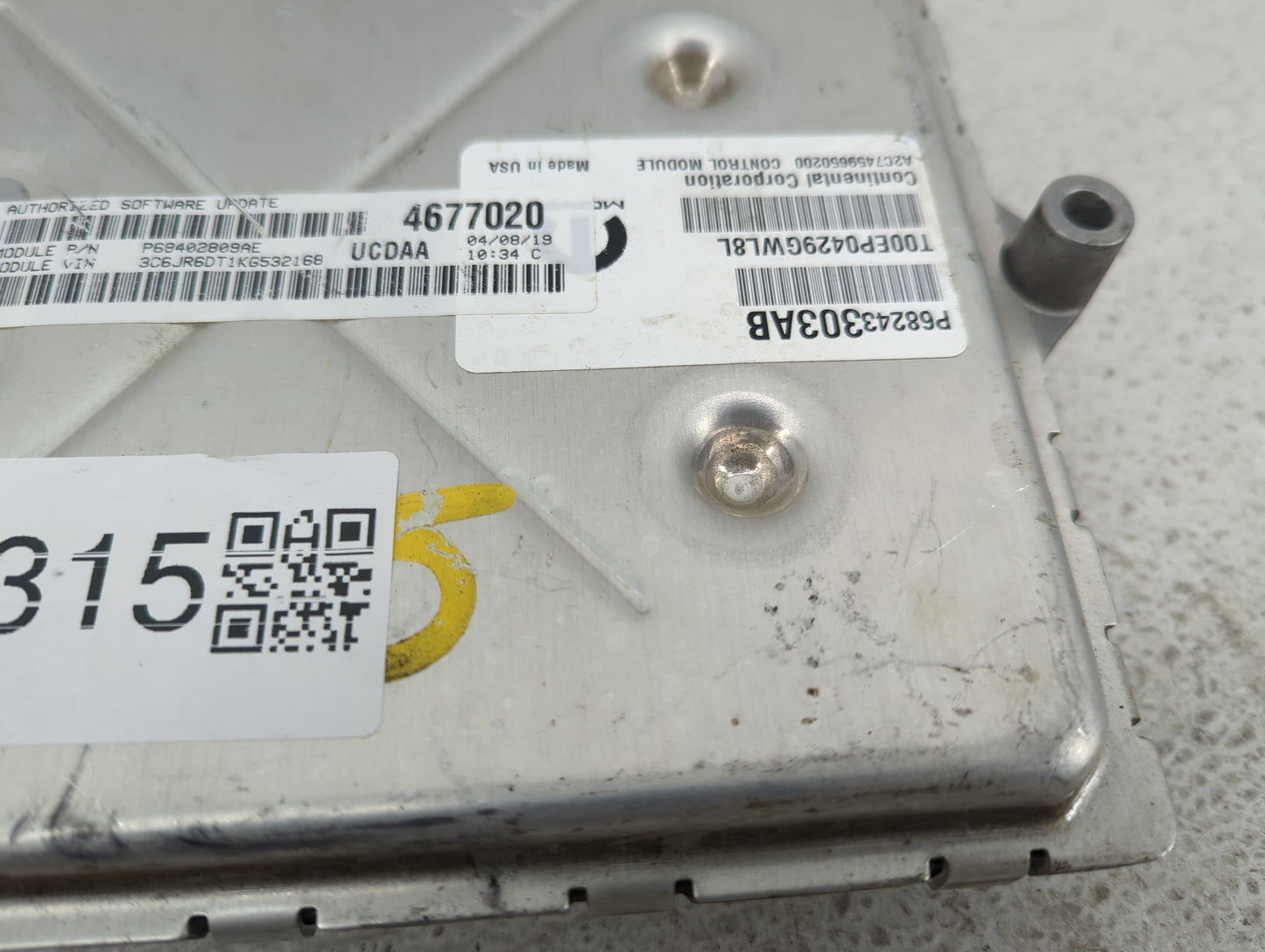 2016-2020 Ram 1500 PCM Engine Control Computer ECU ECM PCU OEM Fits OEM Used Auto Parts - Oemusedautoparts1.com